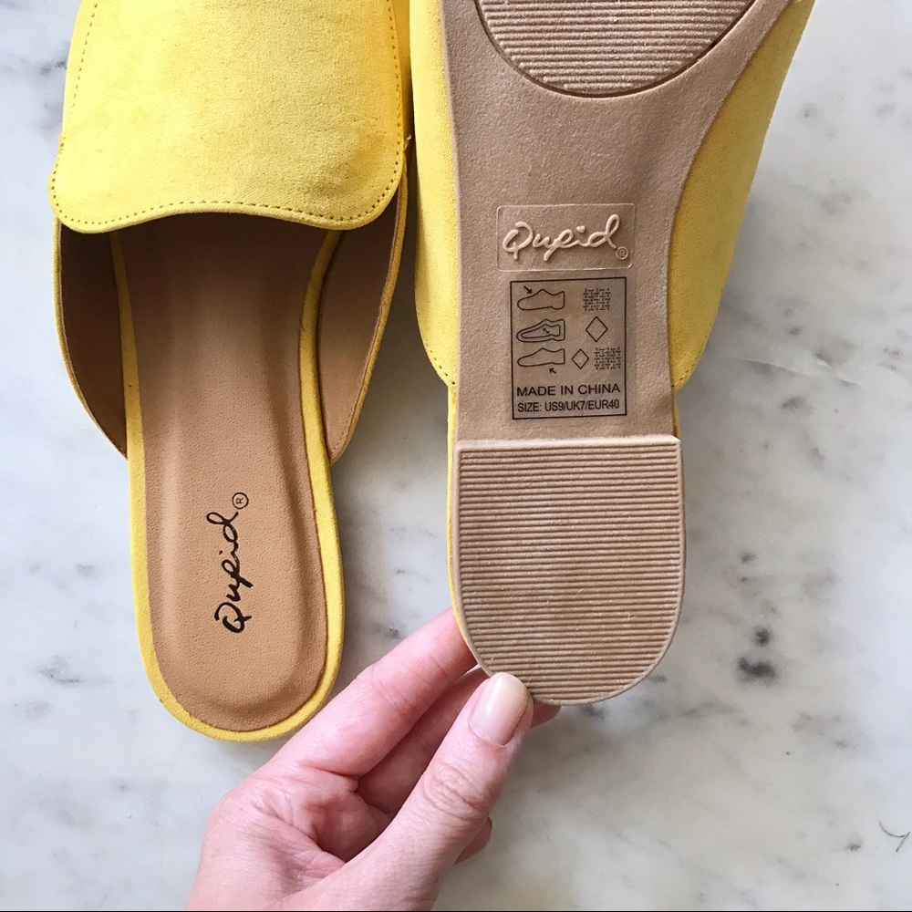 LAST ONE! Yellow Faux Suede Slip On Mule Flats - Picture 3 of 3